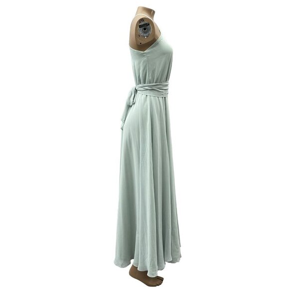 Joanna August Light Mint Green Halter Maxi Gown Dress Waist Tie Chiffon Size S - Picture 10 of 10